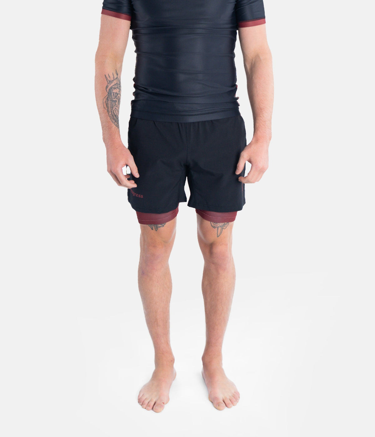 Academy + Hybrid Shorts - Black &amp; Maroon